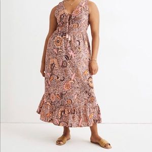 Madewell Lace Up Ruffle Hem MIDI Dress